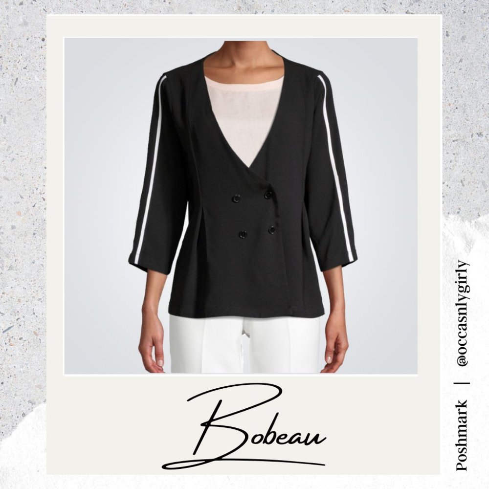 {bobeau} Side Stripe Double-Breasted Blazer NWT